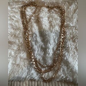 NEW NATASHA 3 Layer Gold Tone Necklace Lobster Clasp